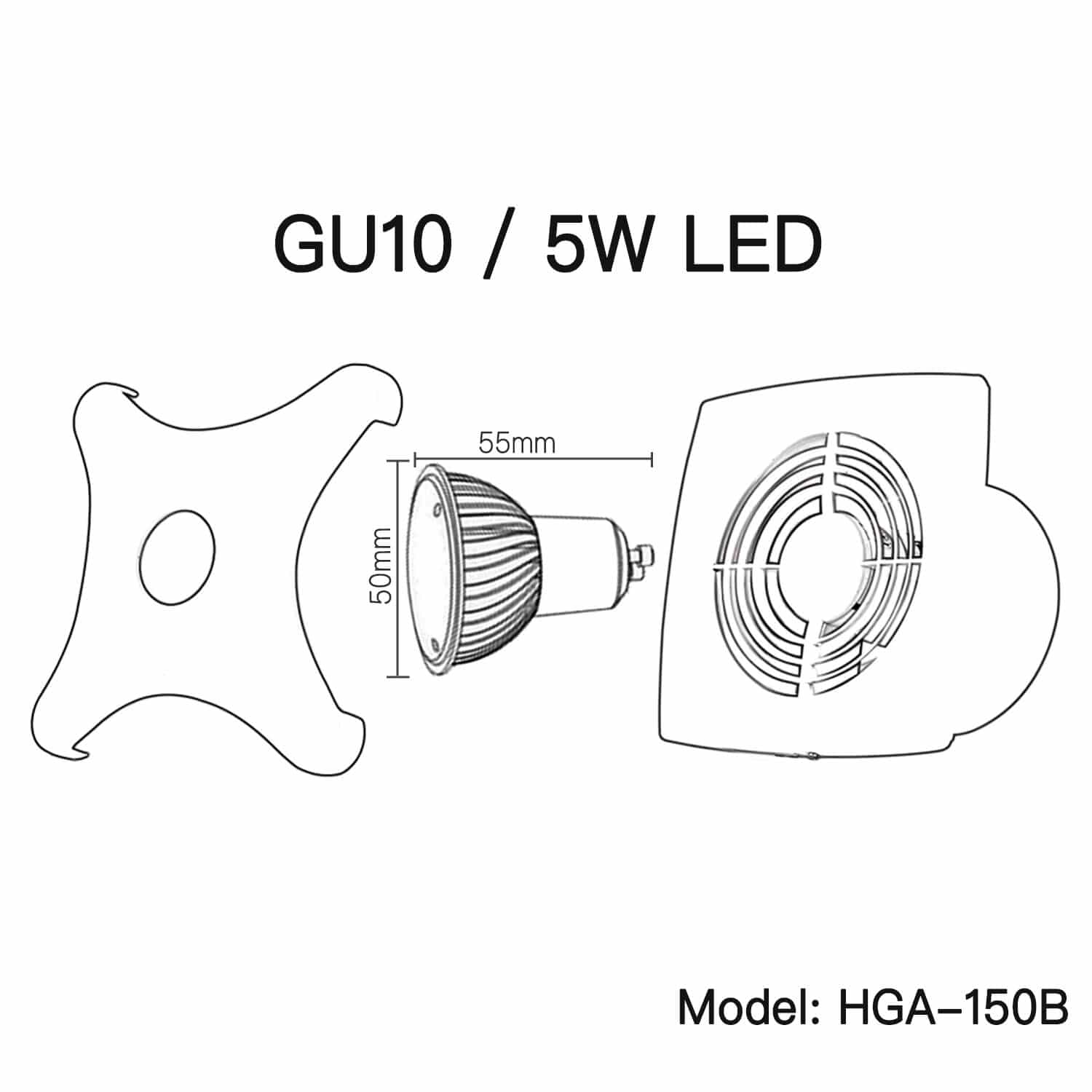 Hon&Guan 6 Inch Axial Super Silent Wall Exhaust Fan 116 CFM 220V with Led Light B-Type