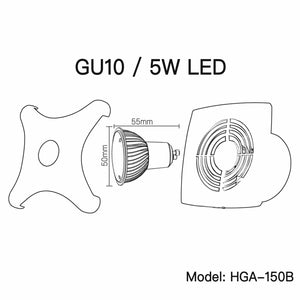 Hon&Guan 6 Inch Axial Super Silent Wall Exhaust Fan 116 CFM 220V with Led Light B-Type