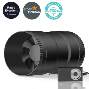 4/6 Inch Inline Booster Duct Fan with Speed Controller - 345 CFM Airflow with 19.2W Ultra-Low Power
