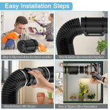 Step-by-step installation guide for 4 inch insulated soundproof flexible duct with PVC and aluminum layers for HVAC systems.