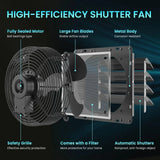 Protective mesh screen on HONGUAN exhaust fan with shutter, preventing debris and ensuring safety.