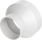 PVC duct reducer providing a smooth transition from 8-inch to 6-inch ducts for efficient ventilation.