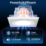 Powerful and efficient HONGUAN bathroom exhaust fan with adjustable LED light, demonstrating high airflow and low noise operation for optimal ventilation.