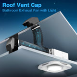 Roof vent cap for bathroom exhaust fan, ensuring effective ventilation and moisture control for a clean, dry environment.