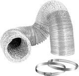 3 Inch Flexible Dryer Vent Hose - 32 Feet, Durable Aluminum Ducting for Heating, Cooling, and Ventilation with 2 Stainless Steel Clamps