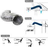 HONGUAN aluminum dryer exhaust hose being installed in a dryer vent system, showing simple connection steps.