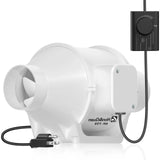 HONGUAN Quiet 3-inch duct fan with variable speed controller for ventilation in grow tents and hydroponic setups.