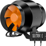 4-inch inline duct fan with EC motor and smart temperature & humidity control, ideal for grow tents and hydroponic environments.