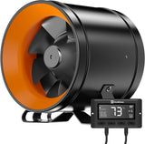 6-inch inline duct fan with EC motor and temperature & humidity smart control, perfect for ventilation in hydroponic grow rooms and tents.