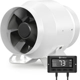 HONGUAN 4-inch inline duct fan with EC motor and smart controller, designed for efficient ventilation in hydroponics, grow tents, and more.