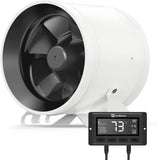 6 inch inline duct fan with 405 CFM airflow and smart controller for grow tents and ventilation systems.