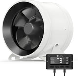 HONGUAN 8-inch inline duct fan featuring EC motor and smart controller, designed for efficient air ventilation in grow tents and hydroponics.