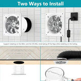 Step-by-step installation guide for HONGUAN 6-inch exhaust fan, showing wall and window mounting process with included accessories.