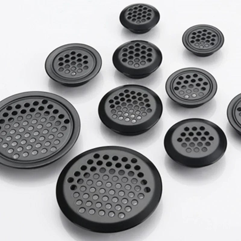 4pcs Wardrobe Cabinet Mesh Hole Black Air Vent Louver Ventilation Cover Stainless Steel Black color