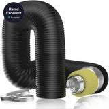 8 Inch x 4 FT Insulated Flexible Duct Black Aluminum Foil Noise Reducing Ducting  HONGUAN(Hon&Guan）