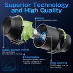6 Inch Green Inline Duct Fan with Variable Speed Controller, Upgrade Motor & Low Noise