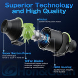 4 Inch Green Inline Duct Fan with Variable Speed Controller, Upgrade Motor & Low Noise