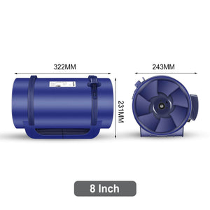 8 Inch Inline Duct Fan with Variable Speed Controller 220V