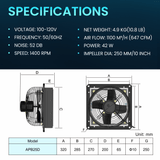 10 Inch Shutter Exhaust Fan with Mesh Screen, 647CFM Low Noise