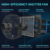 10 Inch Shutter Exhaust Fan with Mesh Screen, 647CFM Low Noise