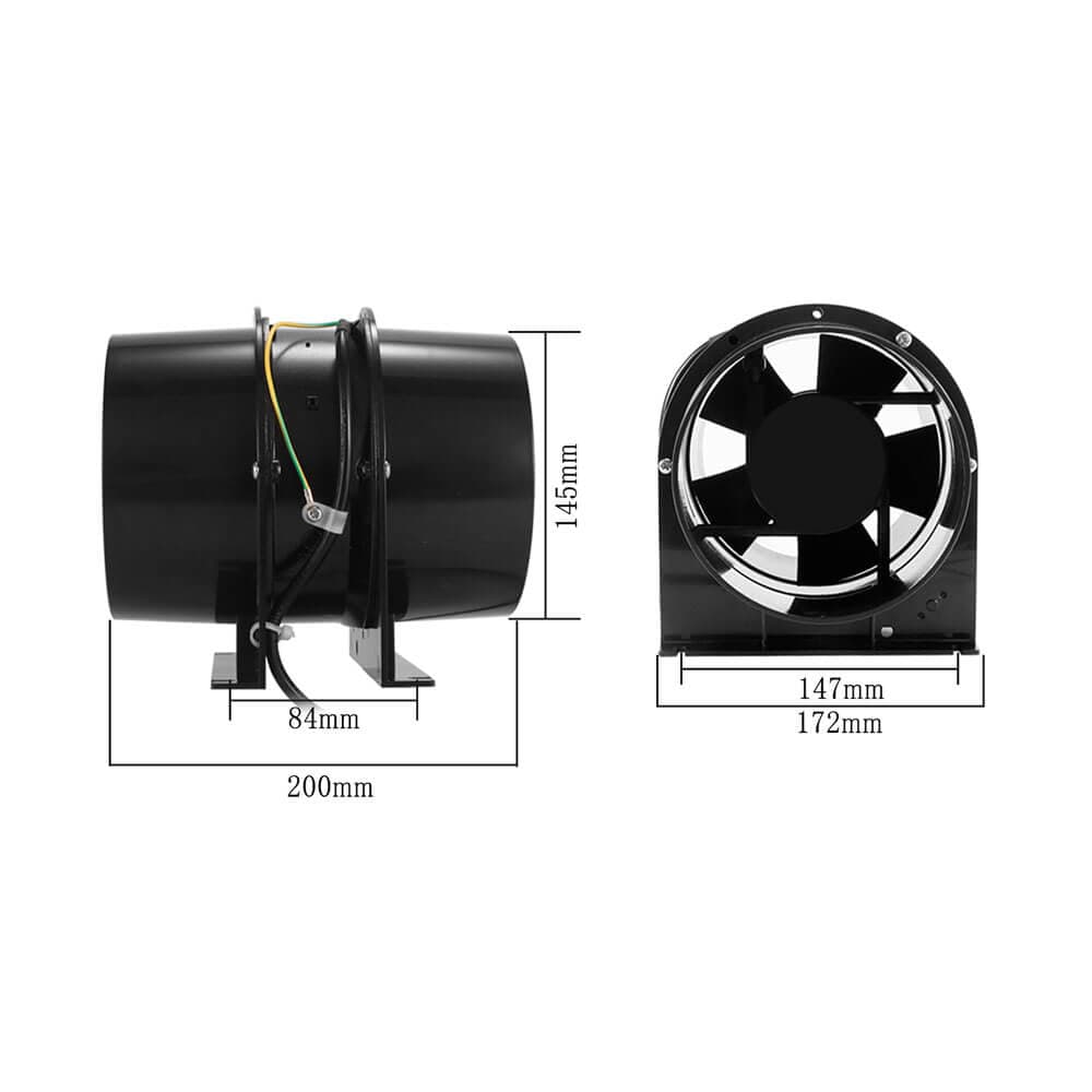 black metal inline axial duct fan