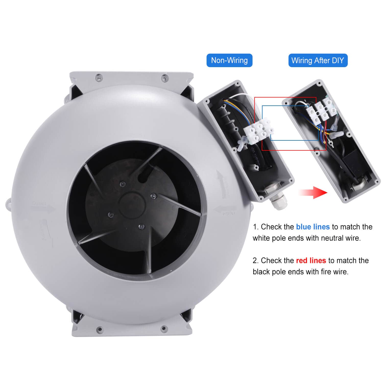6 Inch Inline Duct Centrifugal Fan 313 CFM