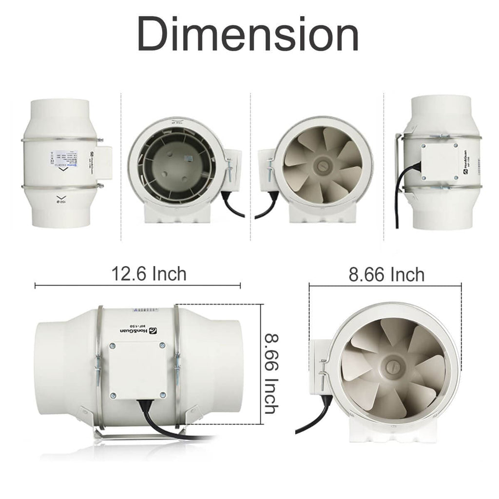 Quiet 6 Inch Inline Duct Fan 312 CFM Cultivation Exhaust Ventilation ...