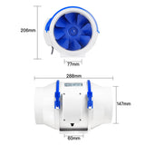 6 Inch Inline Duct Fan 311 CFM 220V Blue