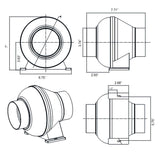 4 Inch Inline Intake Fan 86 CFM Black