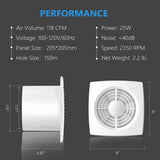 6 Inch Axial Super Silent Wall Exhaust Fan 118 CFM 150D-Type